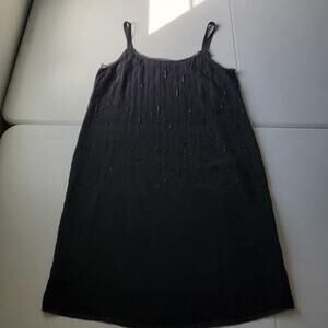 Eileen Fisher Dress Womens 12 Black Silk Beaded Slip Knee Length Party Cocktail